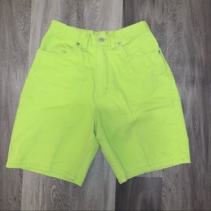 Lime Green High Waisted Shorts